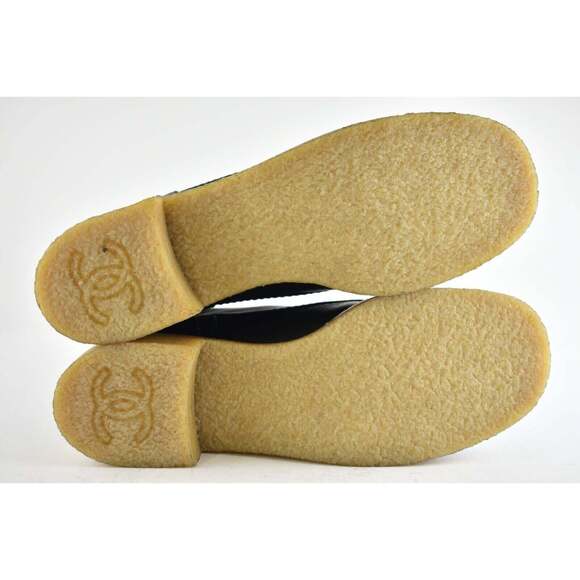 Chanel 20P Black Calfskin Leather CC Combat Lace Up Biker Ankle Short Boots 38 - Picture 9 of 9